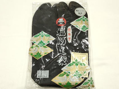 平和屋着物▼和装小物　足袋　まとめて5点　福助　白鳳　黒　4枚コハゼ　24.5cm　未使用　AABJ5939ay