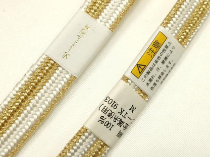 平和屋着物●和装小物　上質な帯締め　平田紐　礼装用　高麗組 綾出し　金糸　撚り房　木箱付き　逸品　未使用　AABJ5957ay