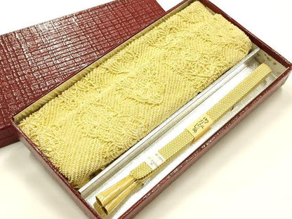平和屋着物●和装小物　帯締め・帯揚げセット　平組　柄絞り　雲取り吉祥文　逸品　未使用　AABJ5963ay