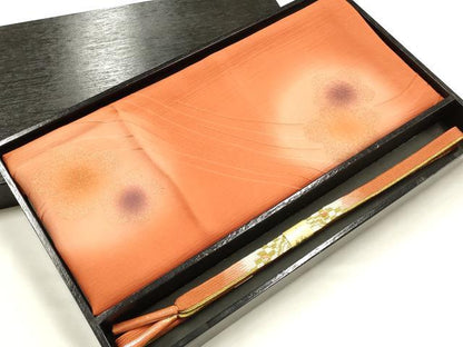 平和屋本店●和装小物　帯締め・帯揚げセット　高麗組　花柄　暈し　金糸　逸品　未使用　AABJ5970ay