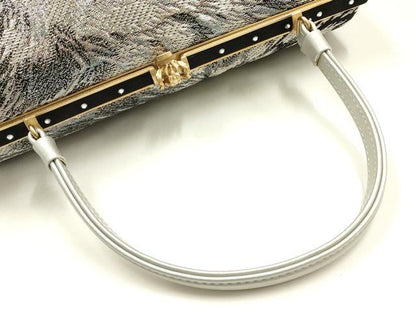 平和屋着物●和装小物　和装バッグ　ハンドバッグ　ラインストーン　銀糸　逸品　AABJ5976ay