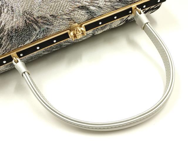 平和屋着物●和装小物　和装バッグ　ハンドバッグ　ラインストーン　銀糸　逸品　AABJ5976ay
