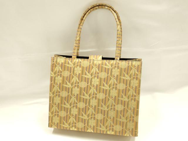 平和屋着物●和装小物　和装バッグ　ハンドバッグ　名物裂　笹蔓　金襴　逸品　未使用　AABJ5981ay