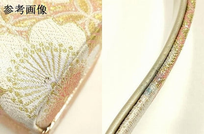 平和屋着物●和装小物　和装バッグ　佐賀錦　ハンドバッグ　花柄　金銀糸　帯地使用　逸品　AABJ5984ay