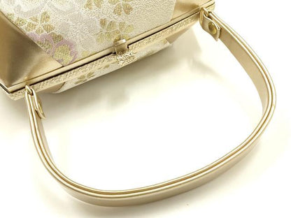 平和屋着物●和装小物　和装バッグ　ハンドバッグ　花柄　金銀糸　帯地使用　逸品　AABJ5986ay