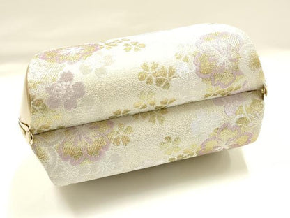 平和屋着物●和装小物　和装バッグ　ハンドバッグ　花柄　金銀糸　帯地使用　逸品　AABJ5986ay