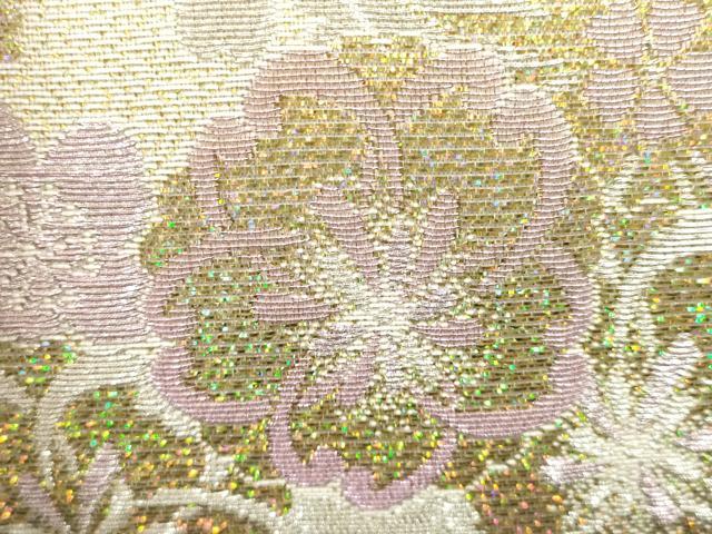 平和屋着物●和装小物　和装バッグ　ハンドバッグ　花柄　金銀糸　帯地使用　逸品　AABJ5986ay
