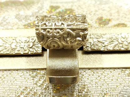 平和屋着物●和装小物　和装バッグ　ハンドバッグ　花柄　金銀糸　帯地使用　逸品　AABJ5986ay