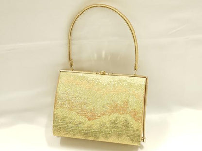 平和屋着物●和装小物　和装バッグ　佐賀錦　ハンドバッグ　金糸　帯地使用　逸品　AABJ5987ay