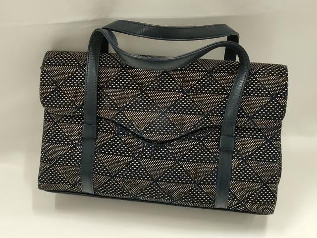 平和屋着物●甲州印傳 印傳屋　和装小物　和装バッグ　ハンドバッグ　鱗模様　マグネット式　逸品　AABJ5988ay