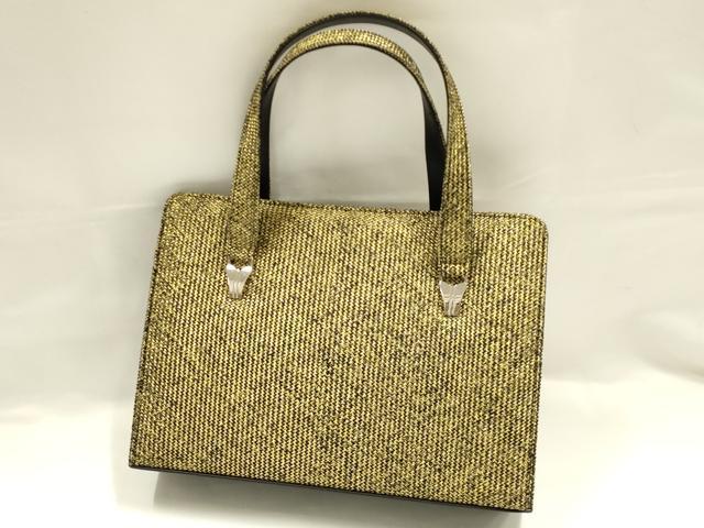 平和屋着物●和装小物　和装バッグ　ハンドバッグ　網代　金糸　逸品　AABJ5989ay