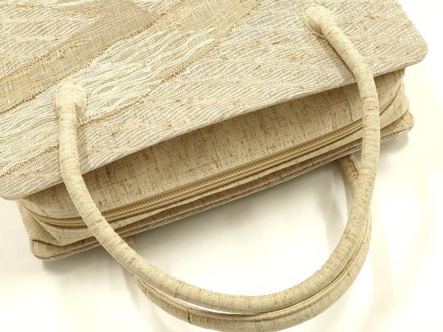 平和屋着物●和装小物　和装バッグ　ハンドバッグ　利休バッグ　櫛織　切嵌文様　逸品　AABJ5990ay