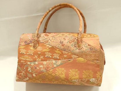 平和屋着物●和装小物　和装バッグ　ハンドバッグ　利休バッグ　切嵌　名物裂　金糸　逸品　AABJ5991ay