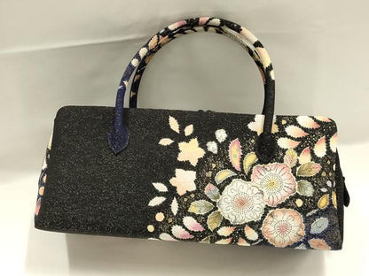 平和屋着物●和装小物　和装バッグ　ハンドバッグ　利休バッグ　辻が花　金通し地　帯地使用　逸品　AABJ5992ay