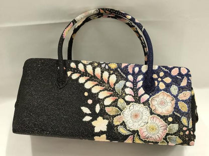 平和屋着物●和装小物　和装バッグ　ハンドバッグ　利休バッグ　辻が花　金通し地　帯地使用　逸品　AABJ5992ay