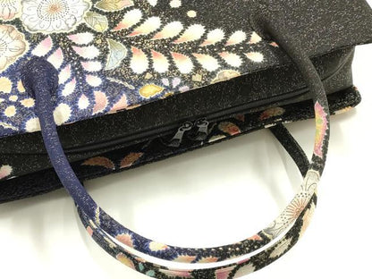 平和屋着物●和装小物　和装バッグ　ハンドバッグ　利休バッグ　辻が花　金通し地　帯地使用　逸品　AABJ5992ay