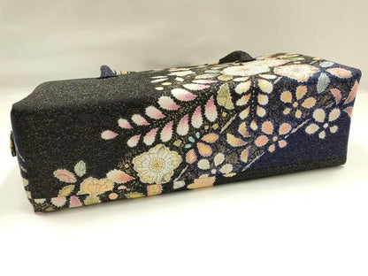 平和屋着物●和装小物　和装バッグ　ハンドバッグ　利休バッグ　辻が花　金通し地　帯地使用　逸品　AABJ5992ay