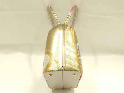 平和屋着物●和装小物　和装バッグ　ハンドバッグ　花柄　金糸　帯地使用　逸品　AABJ5994ay