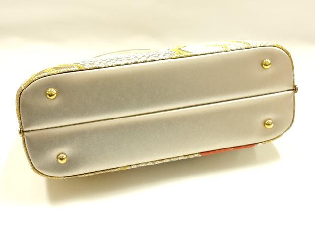平和屋着物●和装小物　和装バッグ　ハンドバッグ　花柄　金糸　帯地使用　逸品　AABJ5994ay