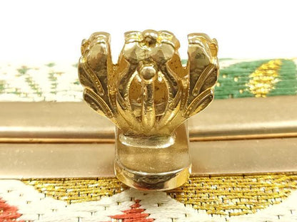 平和屋着物●和装小物　和装バッグ　ハンドバッグ　花柄　金糸　帯地使用　逸品　AABJ5994ay