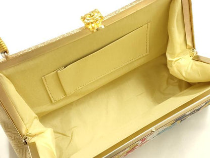 平和屋着物●和装小物　和装バッグ　ハンドバッグ　花柄　雪輪　金糸　帯地使用　逸品　AABJ5996ay