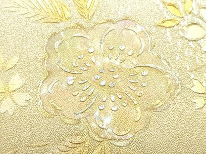 平和屋着物●和装小物　和装バッグ　金鷲本舗 東京謹製 キンワシ印　ハンドバッグ　螺鈿　地紙花文　金銀彩　逸品　AABJ5997ay