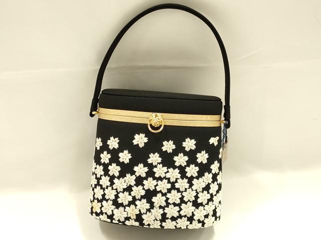 平和屋着物●和装小物　和装バッグ　ハンドバッグ　刺繍　花柄　金糸　ラインストーン　逸品　AABJ5998ay