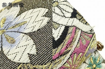 平和屋着物●和装小物　和装バッグ　ハンドバッグ　雪輪花文　金糸　帯地使用　逸品　AABJ6000ay