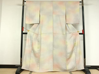 平和屋着物▽上質な小紋　単衣　霞文　暈し染め　正絹　逸品　未使用　AABJ6004jh
