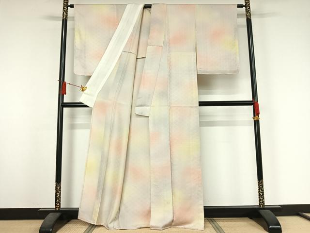 平和屋着物▽上質な小紋　単衣　霞文　暈し染め　正絹　逸品　未使用　AABJ6004jh