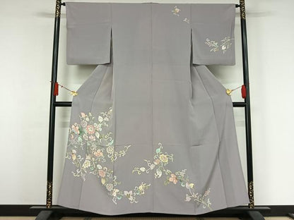 平和屋着物▽訪問着　単衣　更紗花文　正絹　逸品　AABJ6005jh