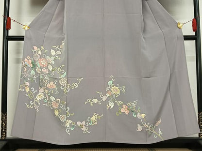 平和屋着物▽訪問着　単衣　更紗花文　正絹　逸品　AABJ6005jh