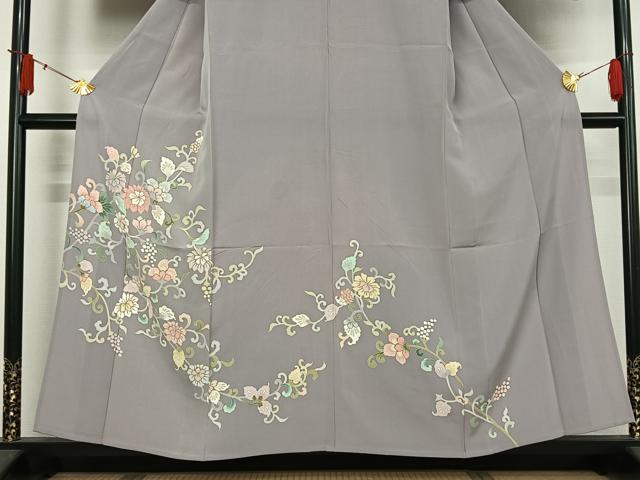 平和屋着物▽訪問着　単衣　更紗花文　正絹　逸品　AABJ6005jh