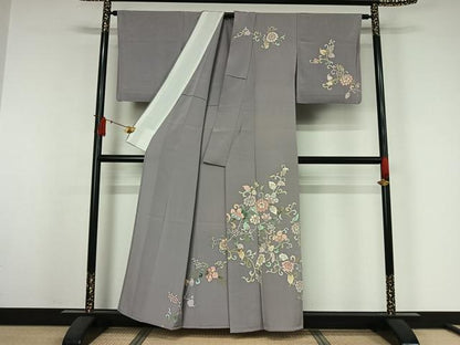 平和屋着物▽訪問着　単衣　更紗花文　正絹　逸品　AABJ6005jh
