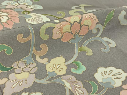 平和屋着物▽訪問着　単衣　更紗花文　正絹　逸品　AABJ6005jh