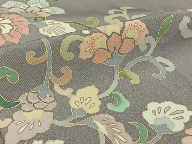 平和屋着物▽訪問着　単衣　更紗花文　正絹　逸品　AABJ6005jh