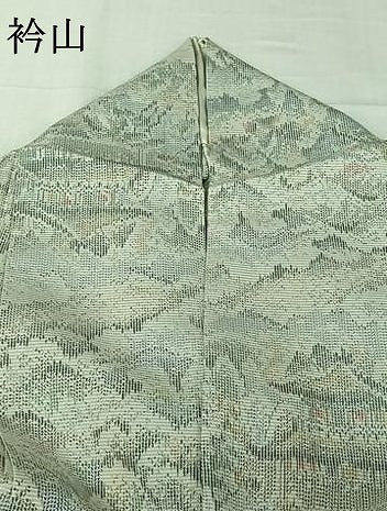 平和屋着物▽上質な紬　単衣　風景文　正絹　逸品　AABJ6007jh