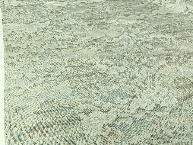 平和屋着物▽上質な紬　単衣　風景文　正絹　逸品　AABJ6007jh