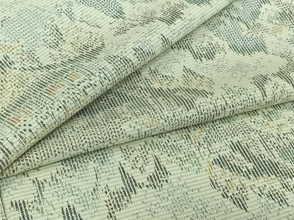 平和屋着物▽上質な紬　単衣　風景文　正絹　逸品　AABJ6007jh