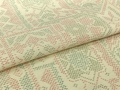 平和屋着物▽上質な紬　単衣　幾何学花文　正絹　逸品　AABJ6010jh