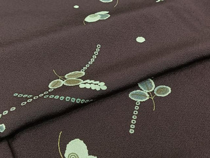 平和屋着物▽上質な小紋　単衣　花蝶文　金彩　正絹　逸品　AABJ6013jh