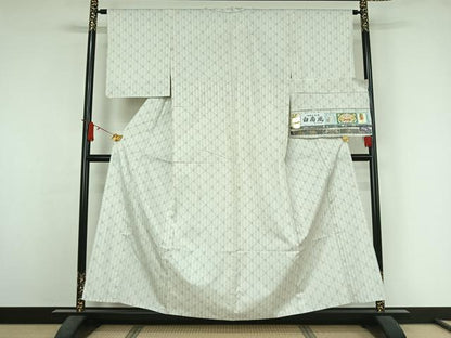 平和屋着物▽伝統工芸士　紫峰　本場大島紬　白大島　単衣　白南風　星砂絣　やまと誂製　むらなか謹製　証紙付き　正絹　逸品　AABJ6014jh