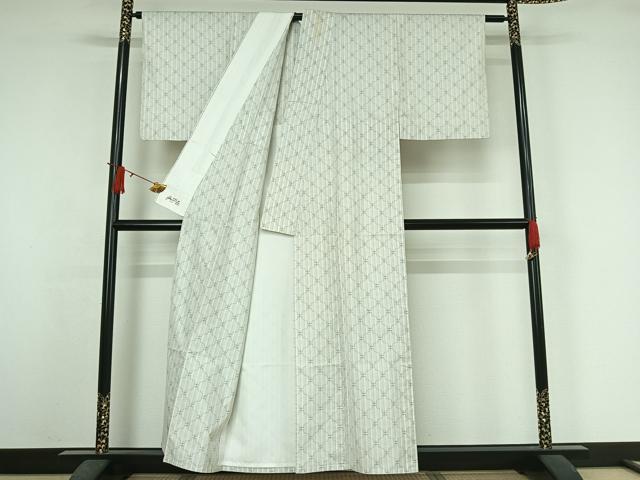 平和屋着物▽伝統工芸士　紫峰　本場大島紬　白大島　単衣　白南風　星砂絣　やまと誂製　むらなか謹製　証紙付き　正絹　逸品　AABJ6014jh