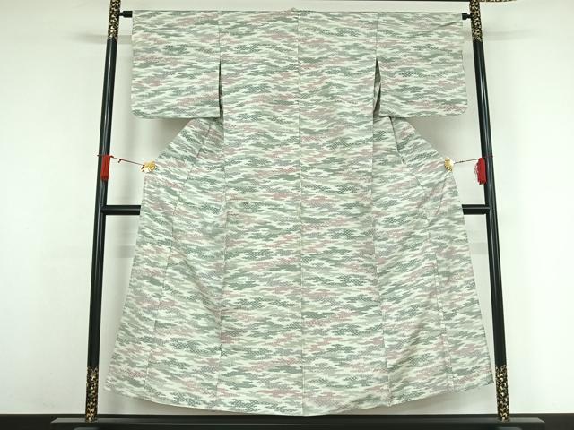 平和屋着物▽上質な紬　単衣　霞文　正絹　逸品　AABJ6017jh