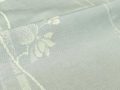 平和屋着物▽本場大島紬　白大島　単衣　草花文　正絹　逸品　AABJ6018jh