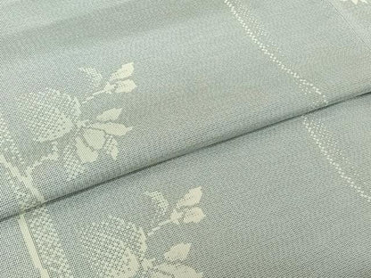 平和屋着物▽本場大島紬　白大島　単衣　草花文　正絹　逸品　AABJ6018jh