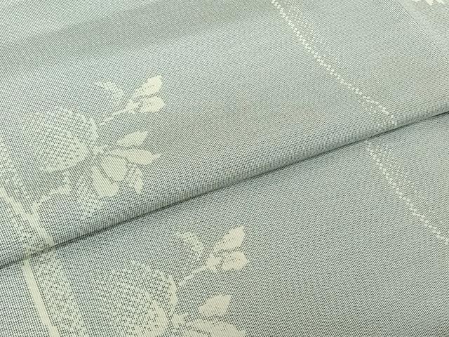 平和屋着物▽本場大島紬　白大島　単衣　草花文　正絹　逸品　AABJ6018jh