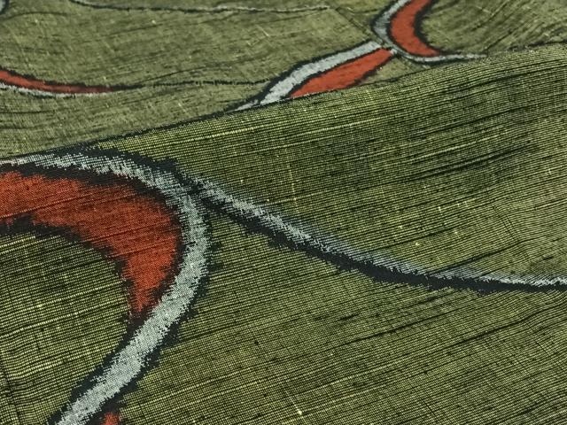 平和屋着物▽上質な紬　単衣　流水文　正絹　逸品　AABJ6019jh