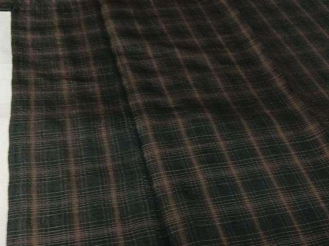 平和屋着物＊夏物　紬　格子　正絹　逸品　AABJ6021jh