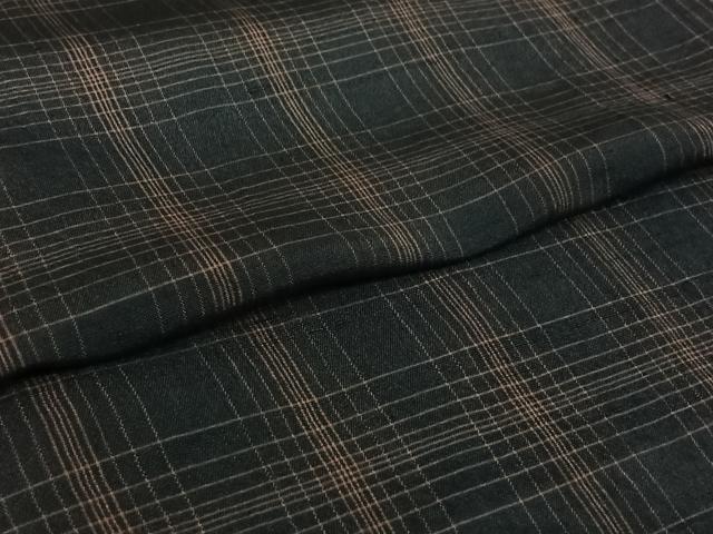 平和屋着物＊夏物　紬　格子　正絹　逸品　AABJ6021jh